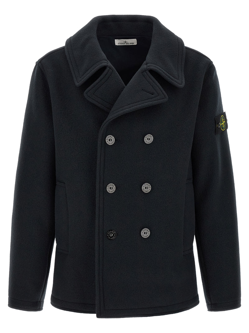 Stone Island Blue Cotton Coat