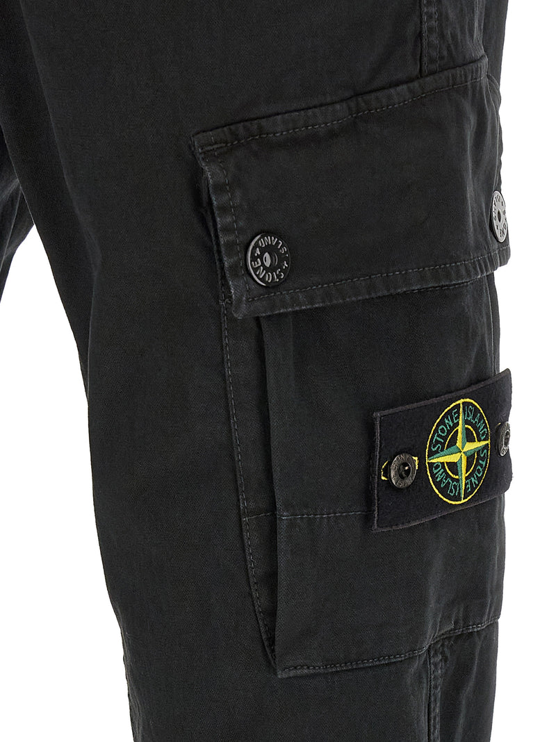 Stone Island Black Cotton Cargo Pants