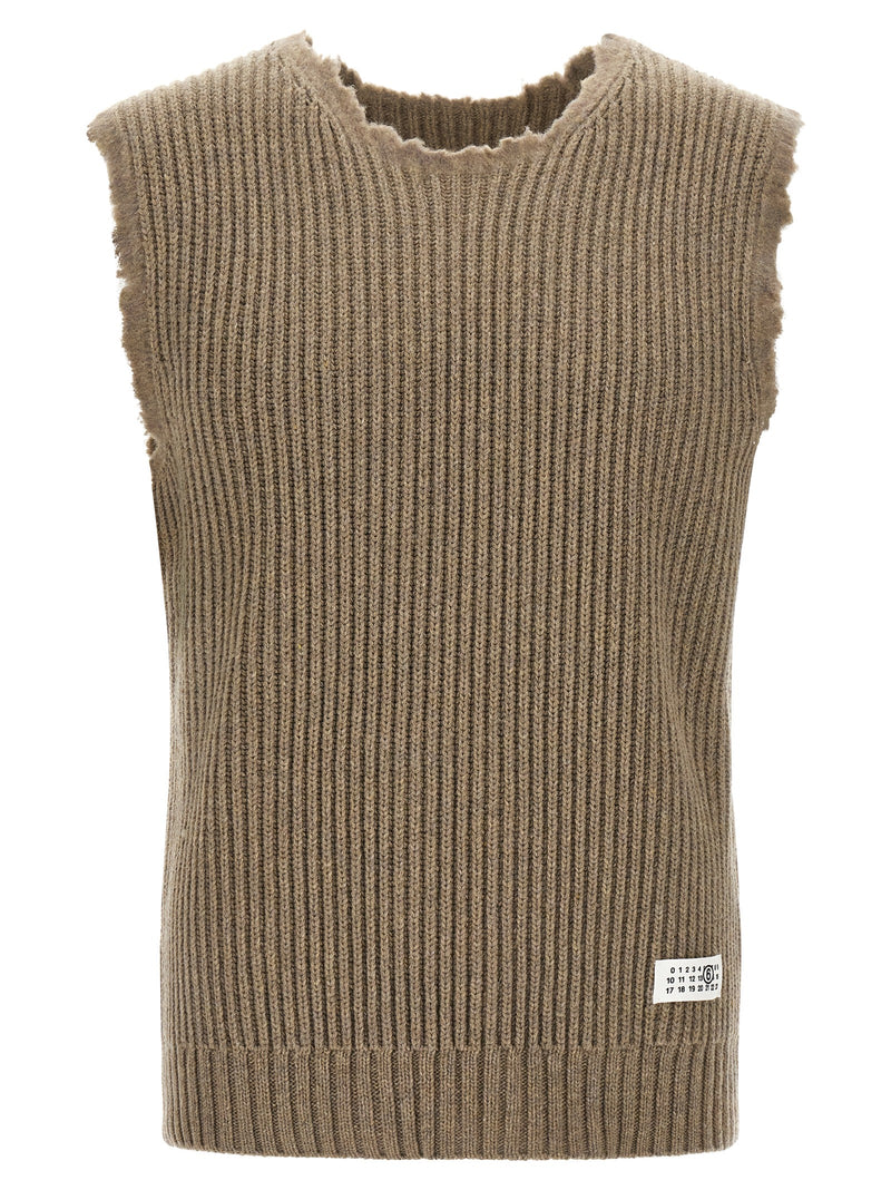 MM6 Maison Margiela Beige Wool Sleeveles Sweater