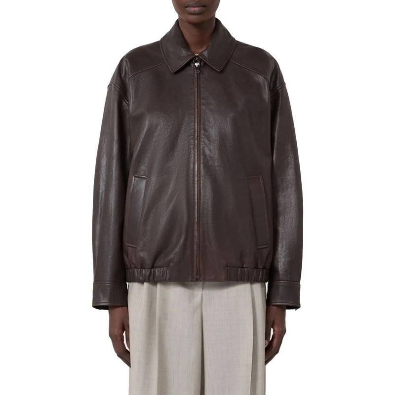 Max Mara Brown Lamb Leather Leather Jacket