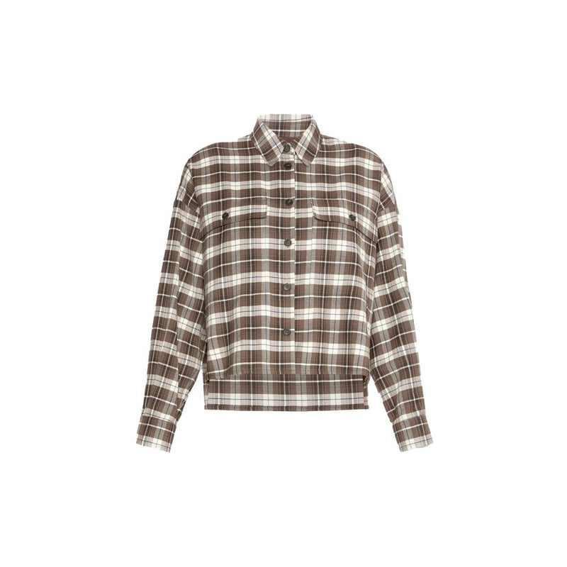 Max Mara Brown Cotton Dress Shirt