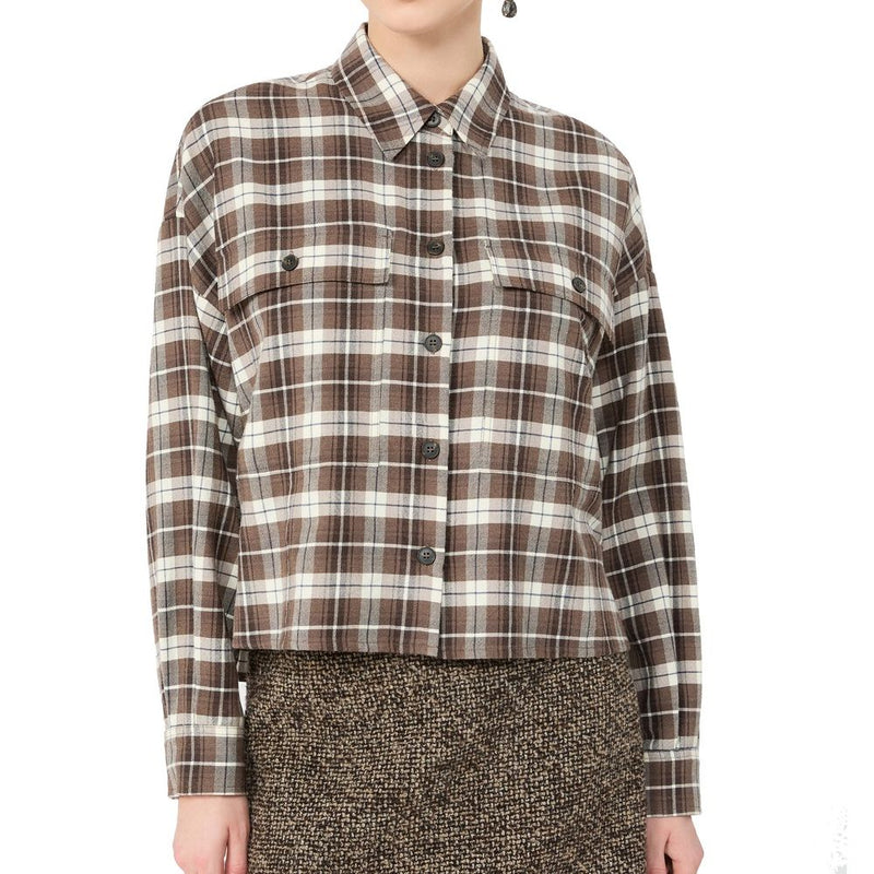 Max Mara Brown Cotton Dress Shirt