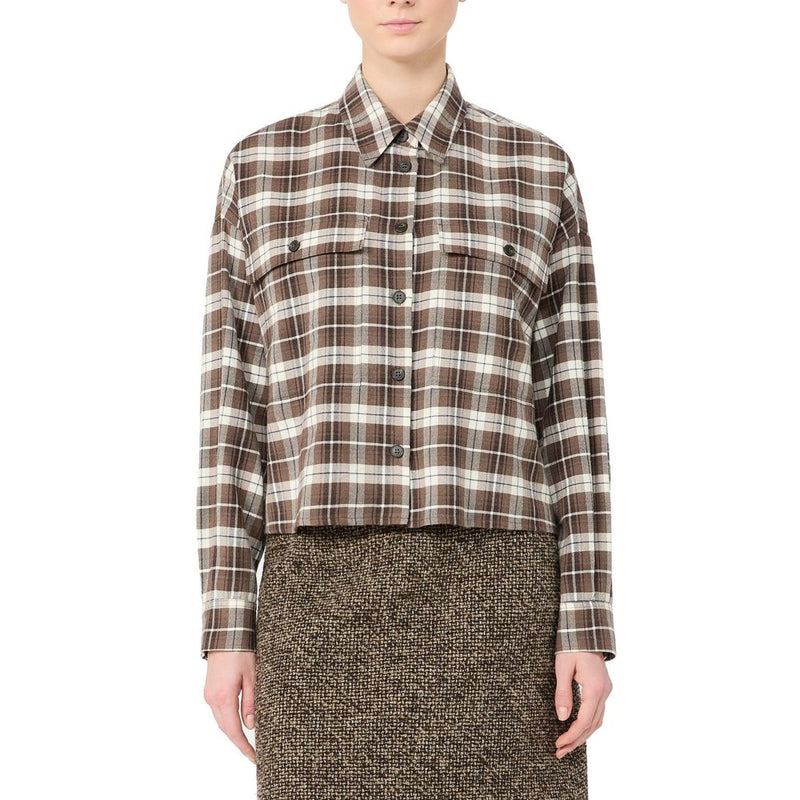 Max Mara Brown Cotton Dress Shirt