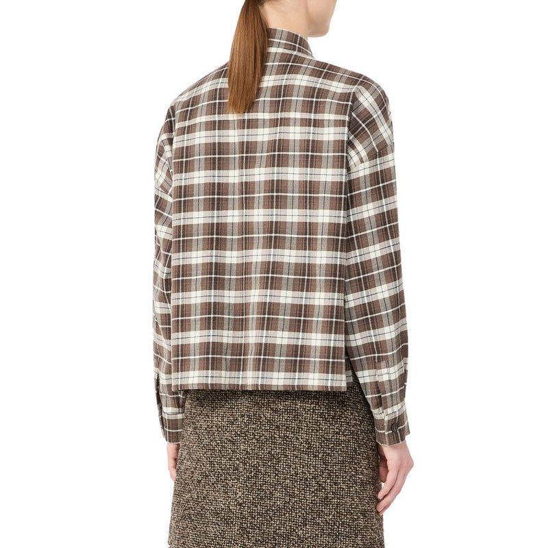Max Mara Brown Cotton Dress Shirt