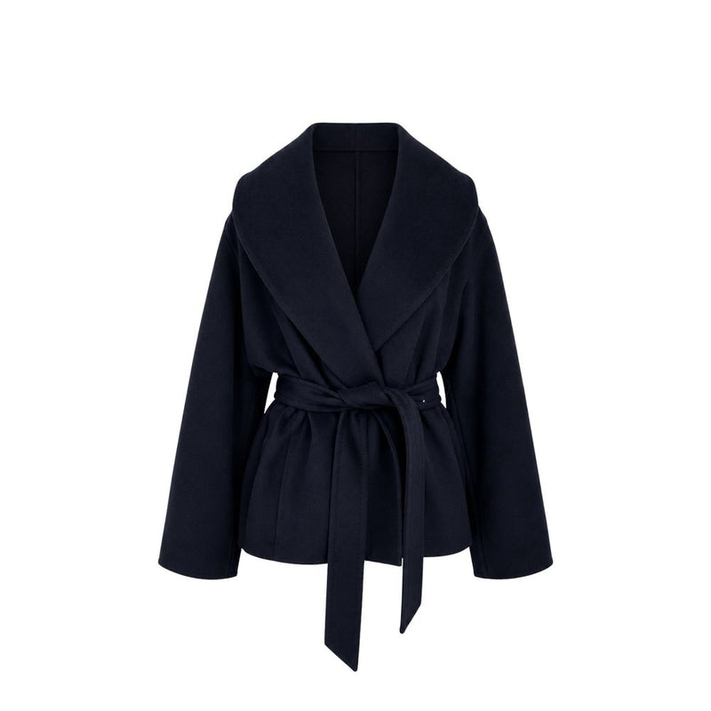 Max Mara Blue Virgin Wool Full-Length Jacket