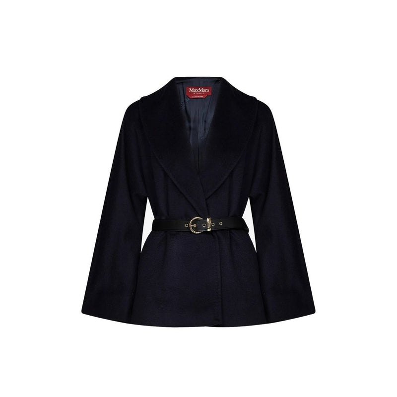 Max Mara Blue Virgin Wool Full-Length Jacket