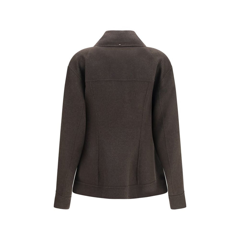 Max Mara Brown Wool Oves Aries Full-Length Jacket