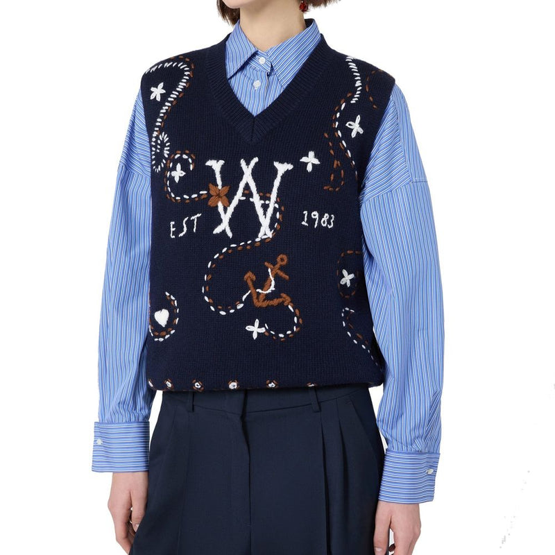 Max Mara Blue Virgin Wool Waistcoat