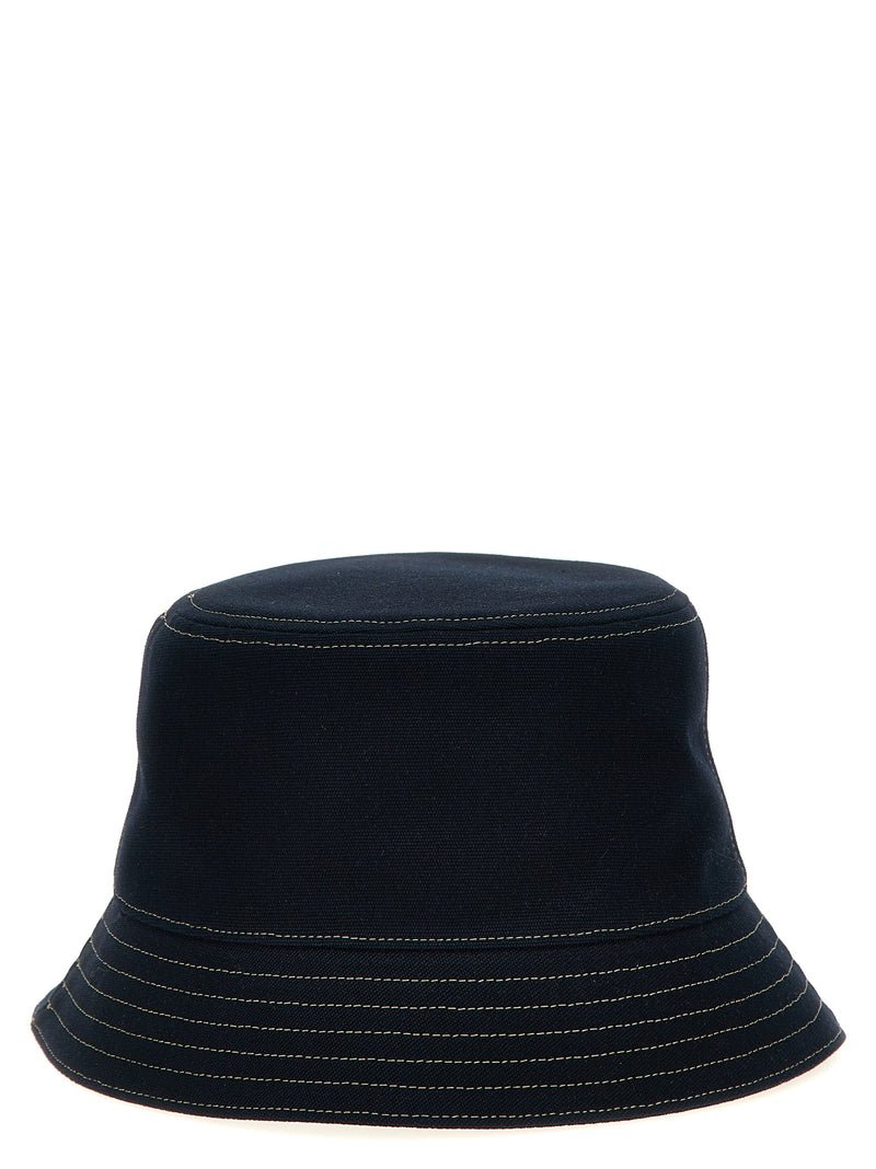 Gucci Blue Cotton Bucket Hat with Coat of Arms Print