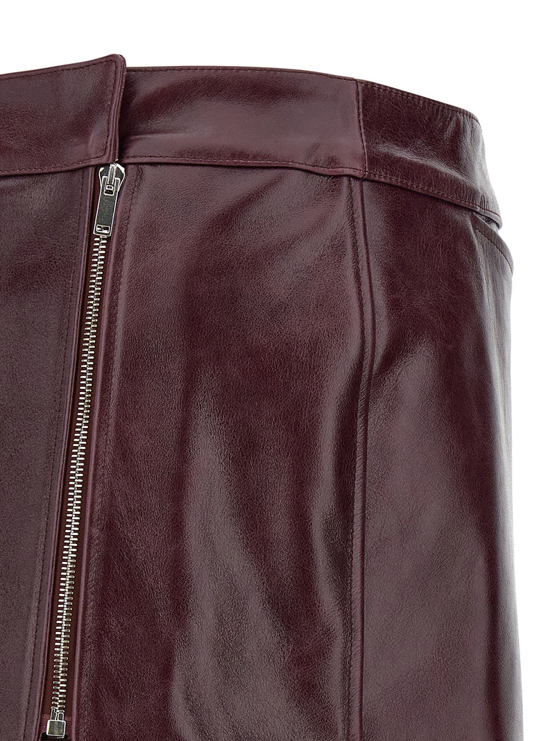 Armarium Bordeaux Cowhide Midi Skirt