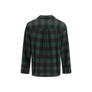 Back view of the AMI Paris Bicolor Merino Wool Check Shirt for Men with Chest Pockets, an AMI Paris Shirt for Men crafted from merino wool with long sleeves and cuff details, featured as an AMI Paris Shirt for Men at Urbalenti NYC.