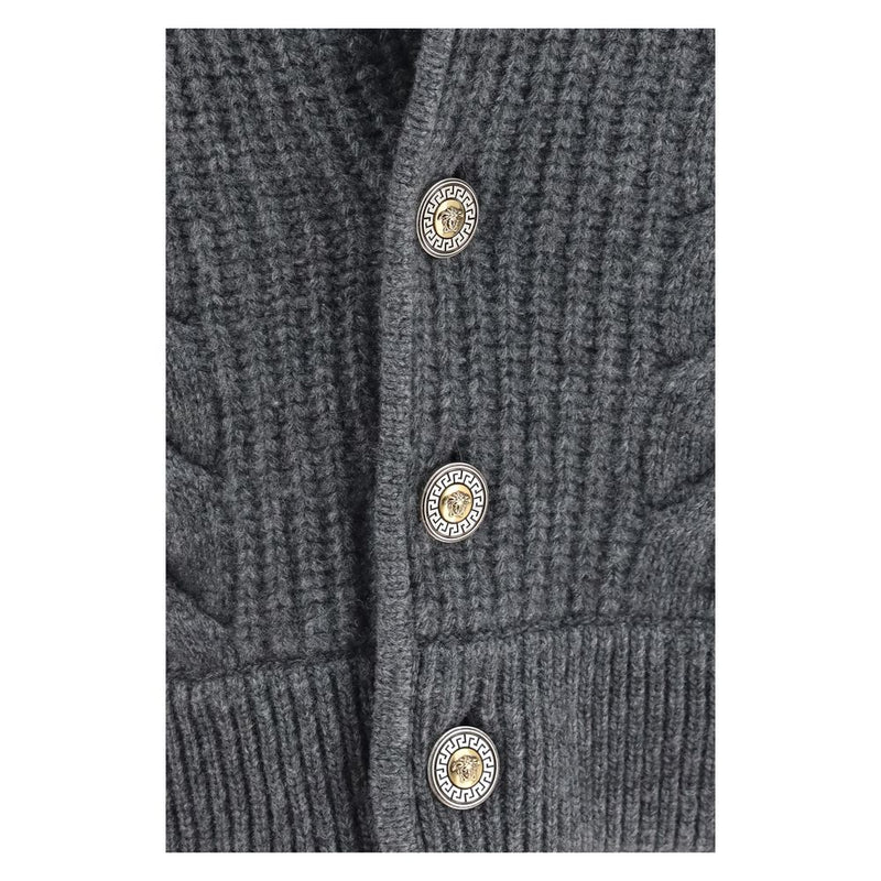 Versace Gray Wool Oves Aries Cardigan