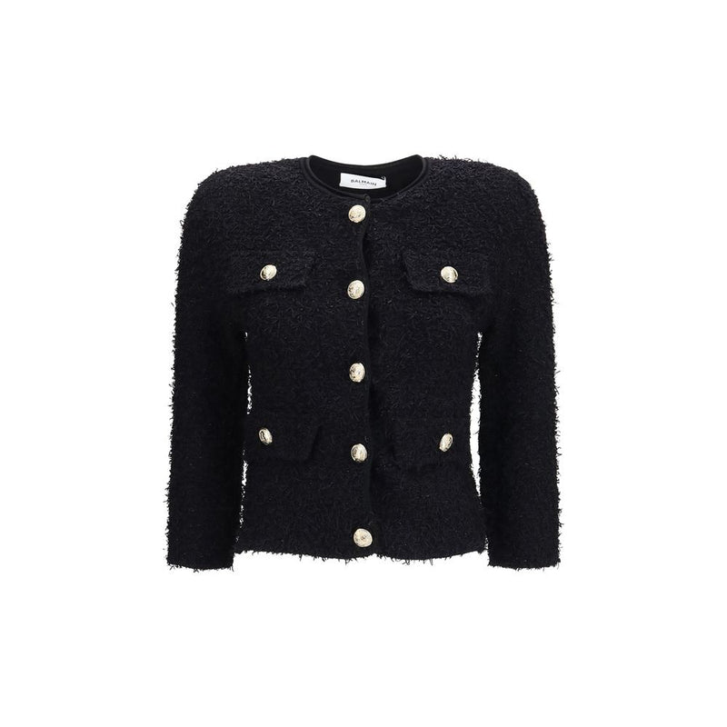 Balmain Black Viscose Shell Jacket