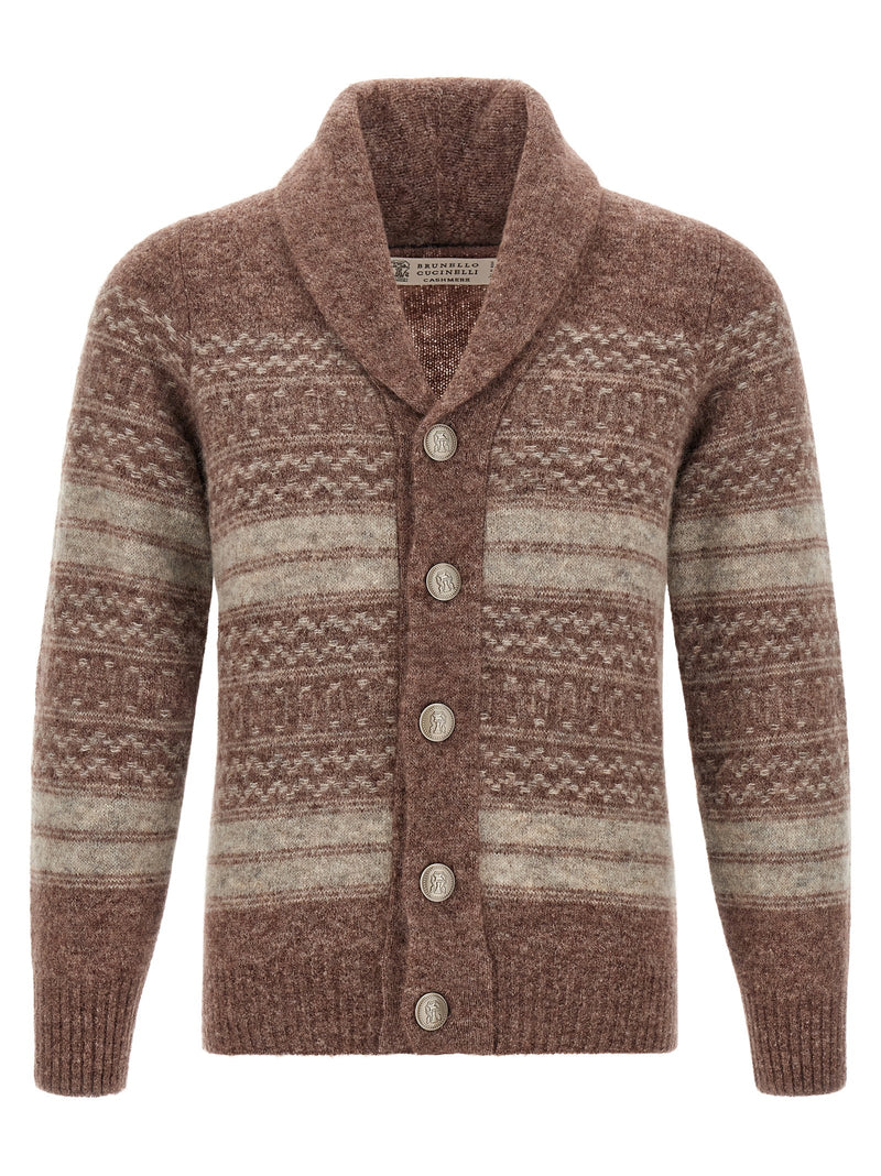 Brunello Cucinelli Brown Alpaca Leather Cardigan