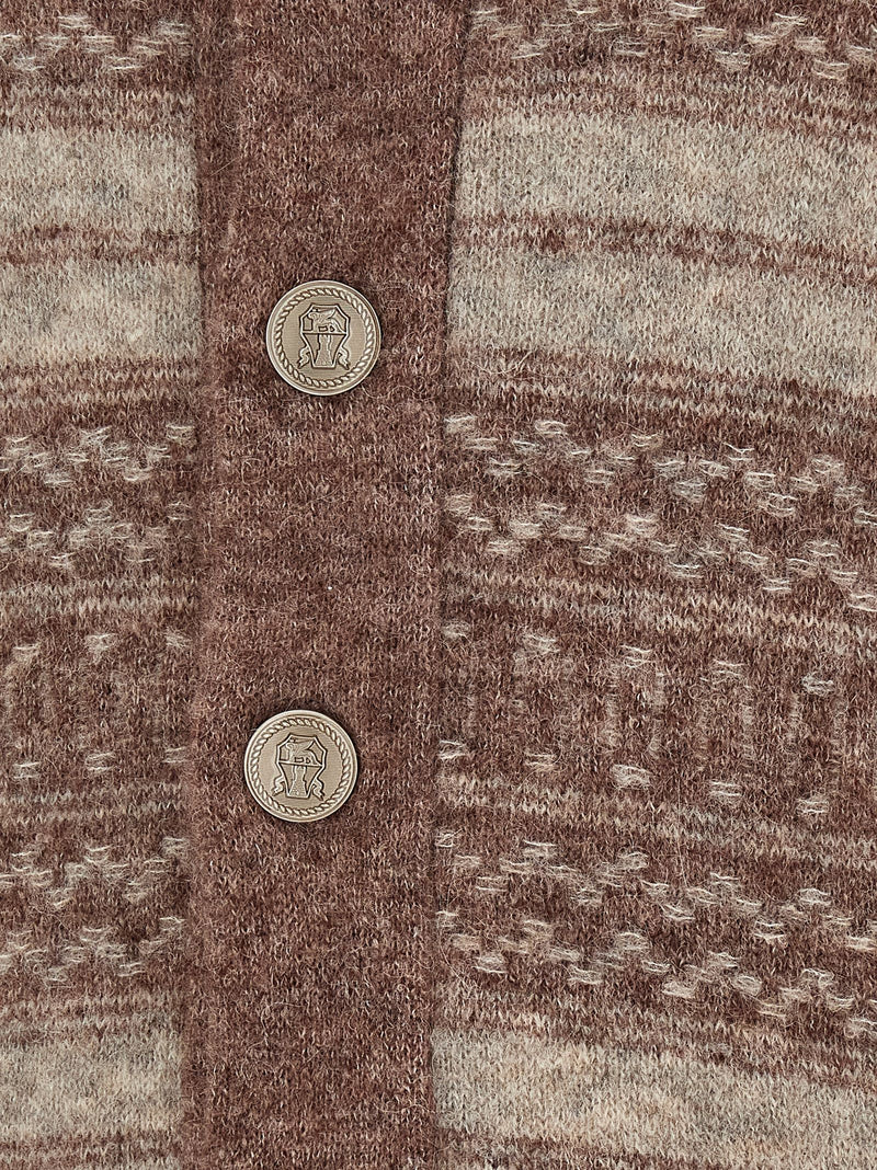 Brunello Cucinelli Brown Alpaca Leather Cardigan