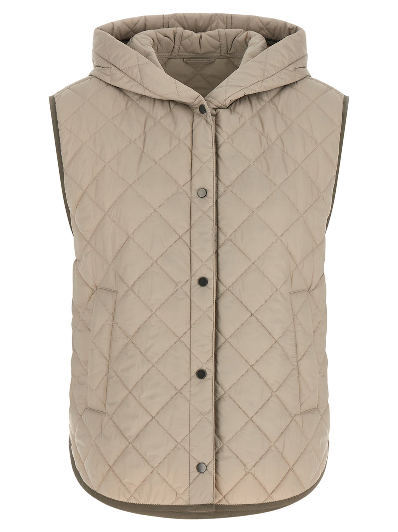 Brunello Cucinelli Beige Polyamide Sleeveless Jacket