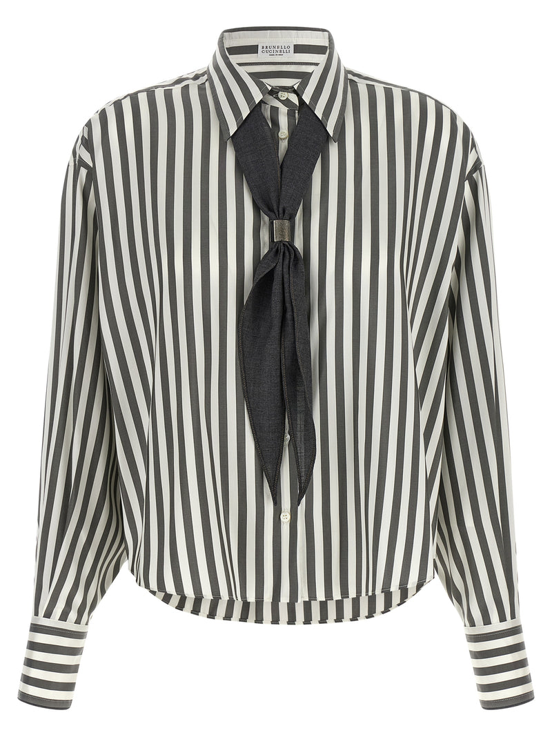 Brunello Cucinelli Bicolor Silk Blouse