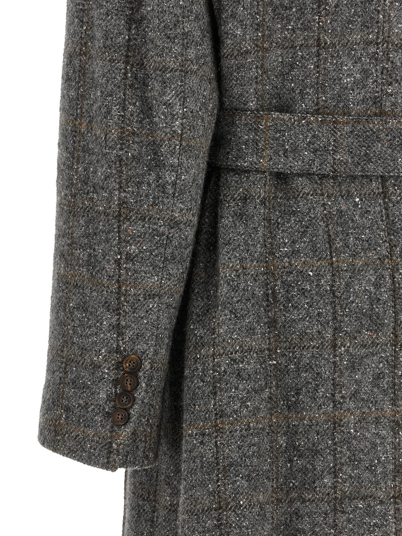 Brunello Cucinelli Gray Alpaca Leather Coat