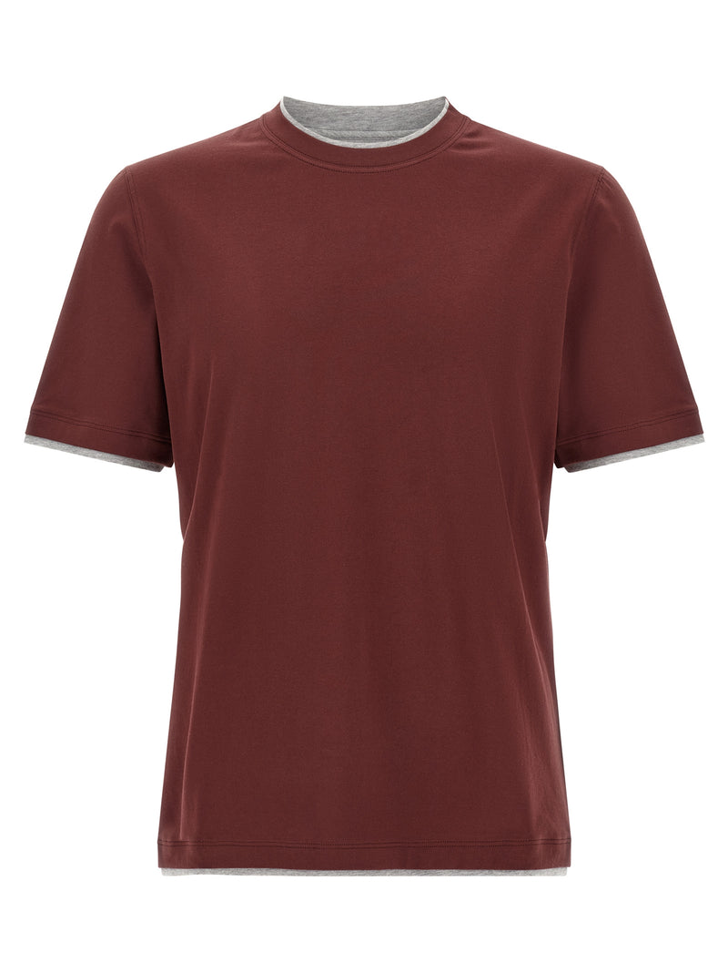 Brunello Cucinelli Bordeaux Cotton T-Shirt