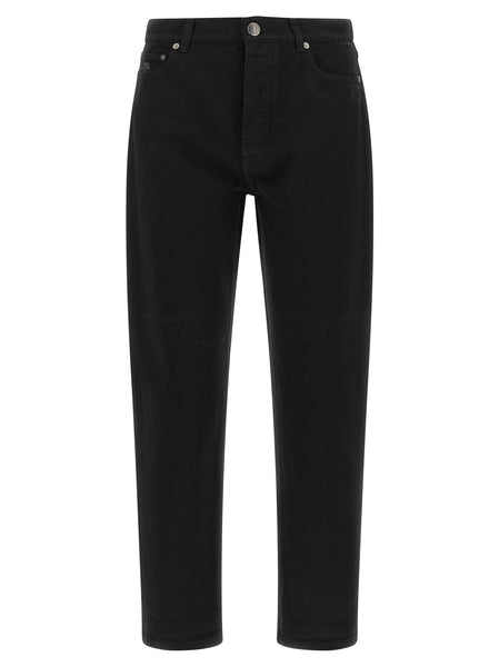 Brunello Cucinelli Black Cotton Straight-Leg Jeans — Urbalenti NYC