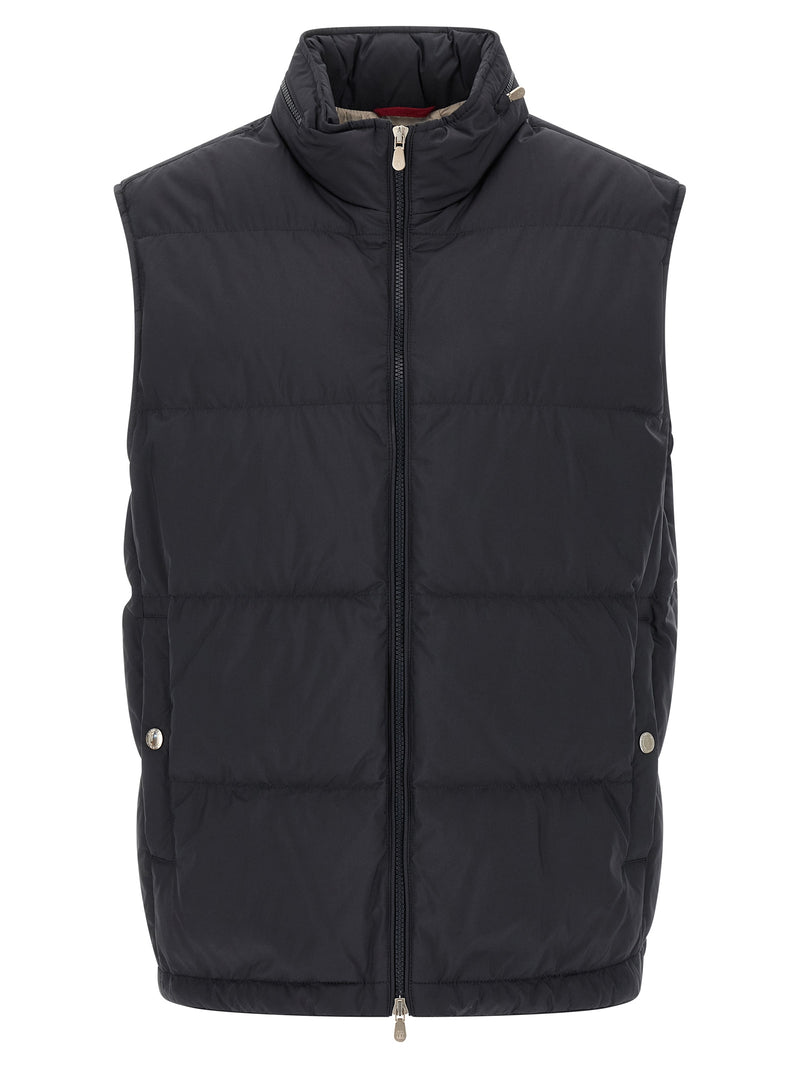 Brunello Cucinelli Blue Polyester Sleeveless Jacket