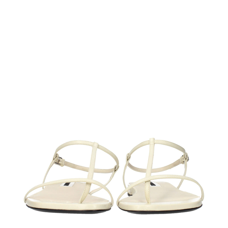 Jil Sander Beige Leather Flip-Flop Sandals