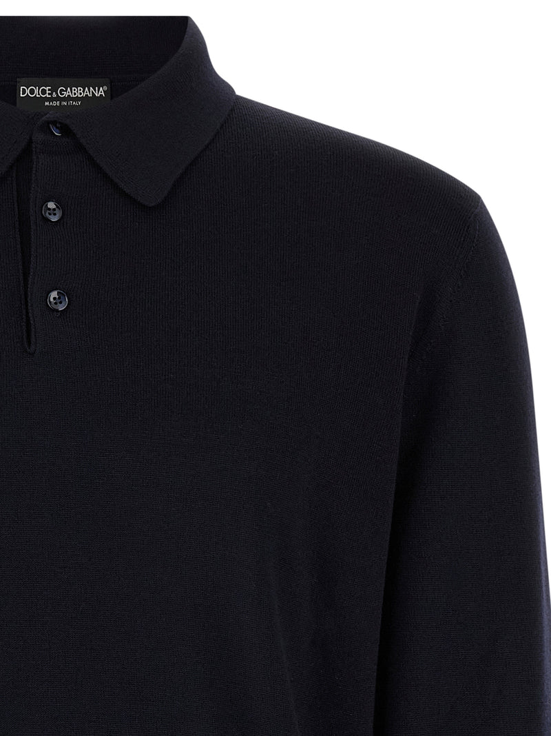 Dolce & Gabbana Blue Virgin Wool Polo Shirt