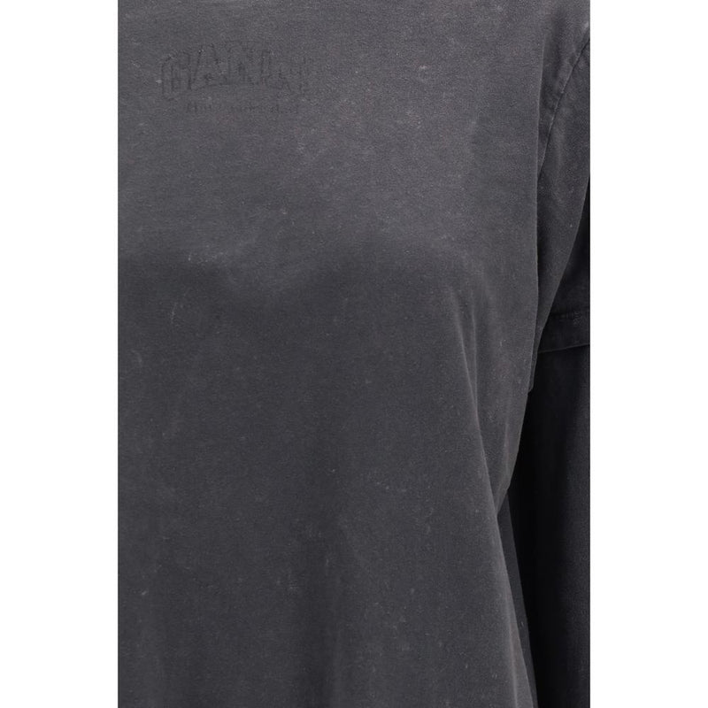 Ganni Gray Cotton Long Sleeve T-Shirt