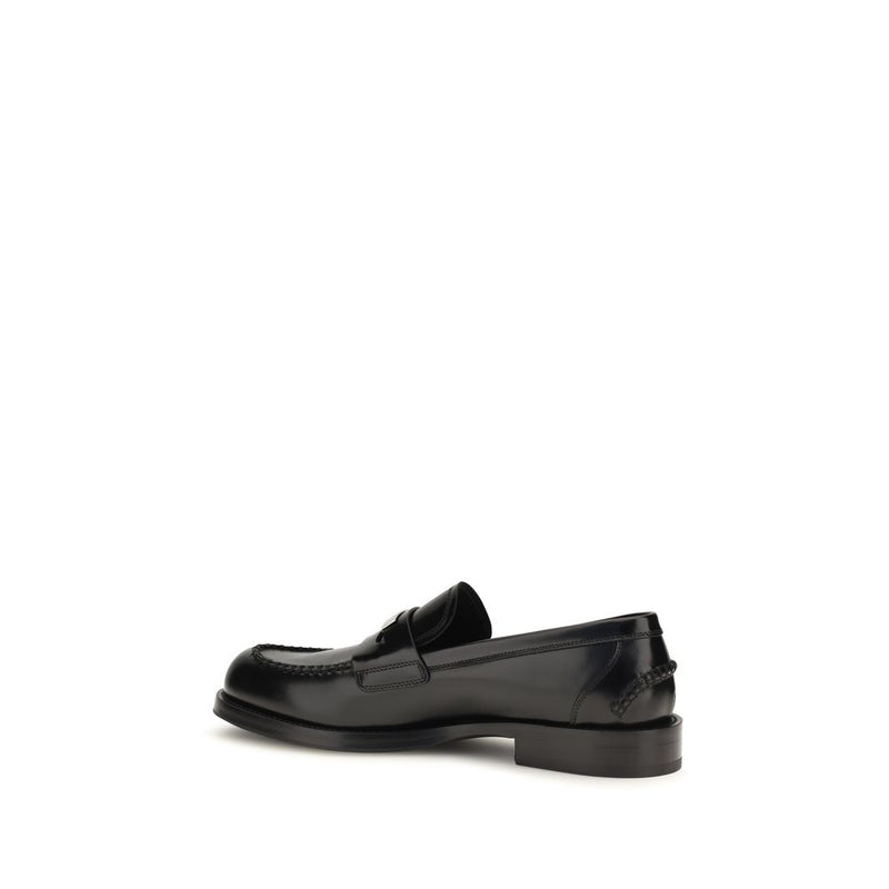Dolce & Gabbana Black Calf Leather Bos Taurus Slip-On Loafers