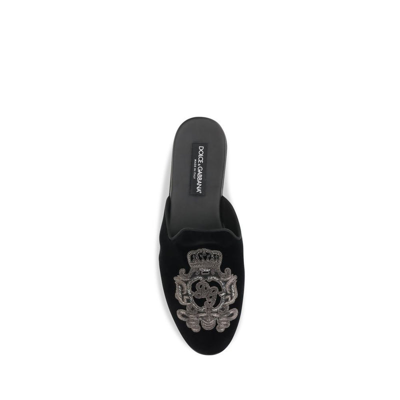Dolce & Gabbana Black Velvet Flats