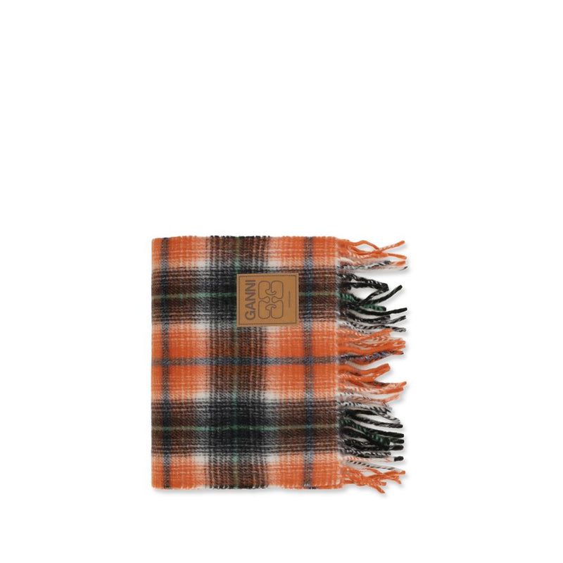 Ganni Orange Wool Oves Aries Foulard