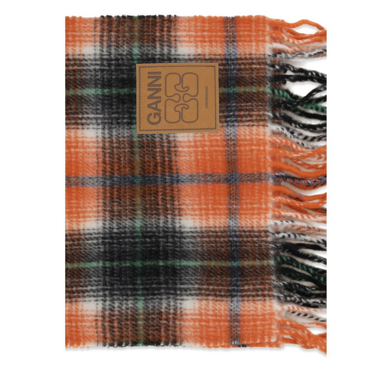 Ganni Orange Wool Oves Aries Foulard