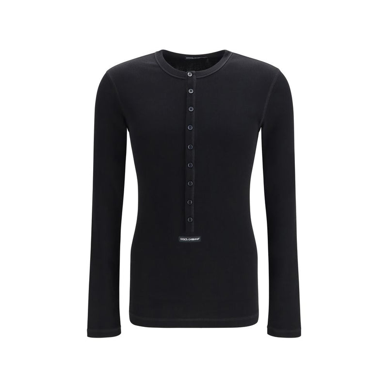 Dolce & Gabbana Black Cotton Long Sleeve T-Shirt