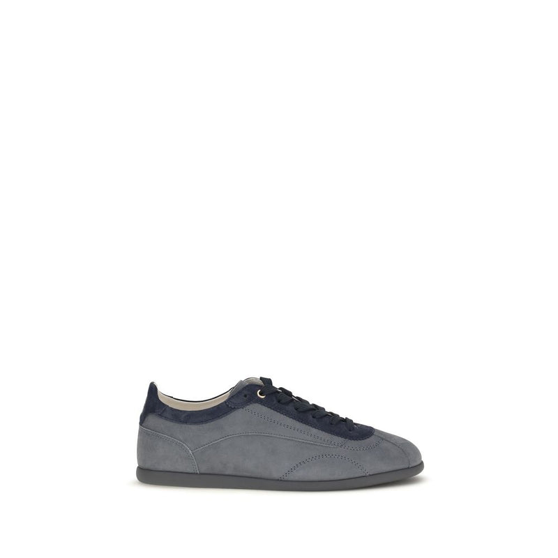 Brunello Cucinelli Gray Calf Leather Bos Taurus Low Top Sneakers