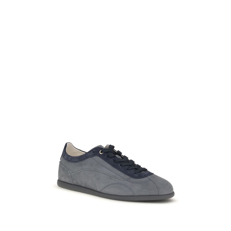 Brunello Cucinelli Gray Calf Leather Bos Taurus Low Top Sneakers
