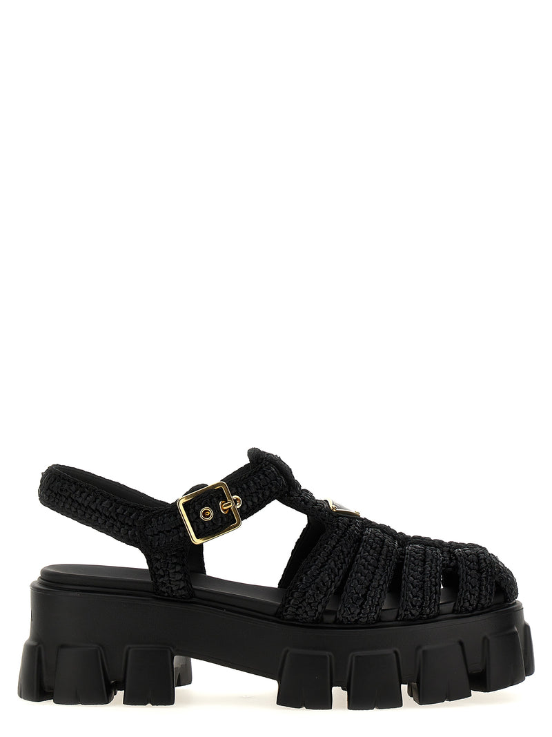 Prada Black Viscose Platform Sandals