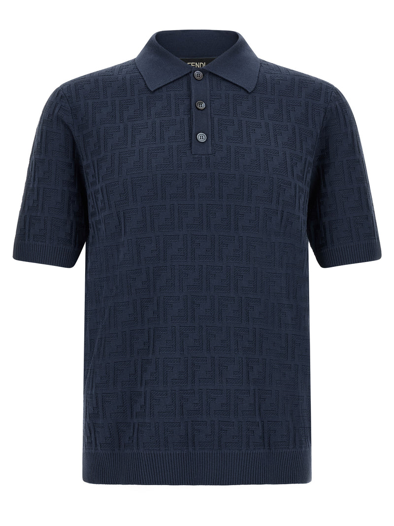 Fendi Blue Cotton Polo Shirt