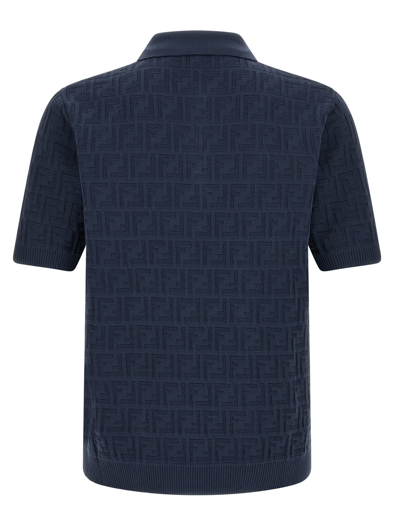 Fendi Blue Cotton Polo Shirt