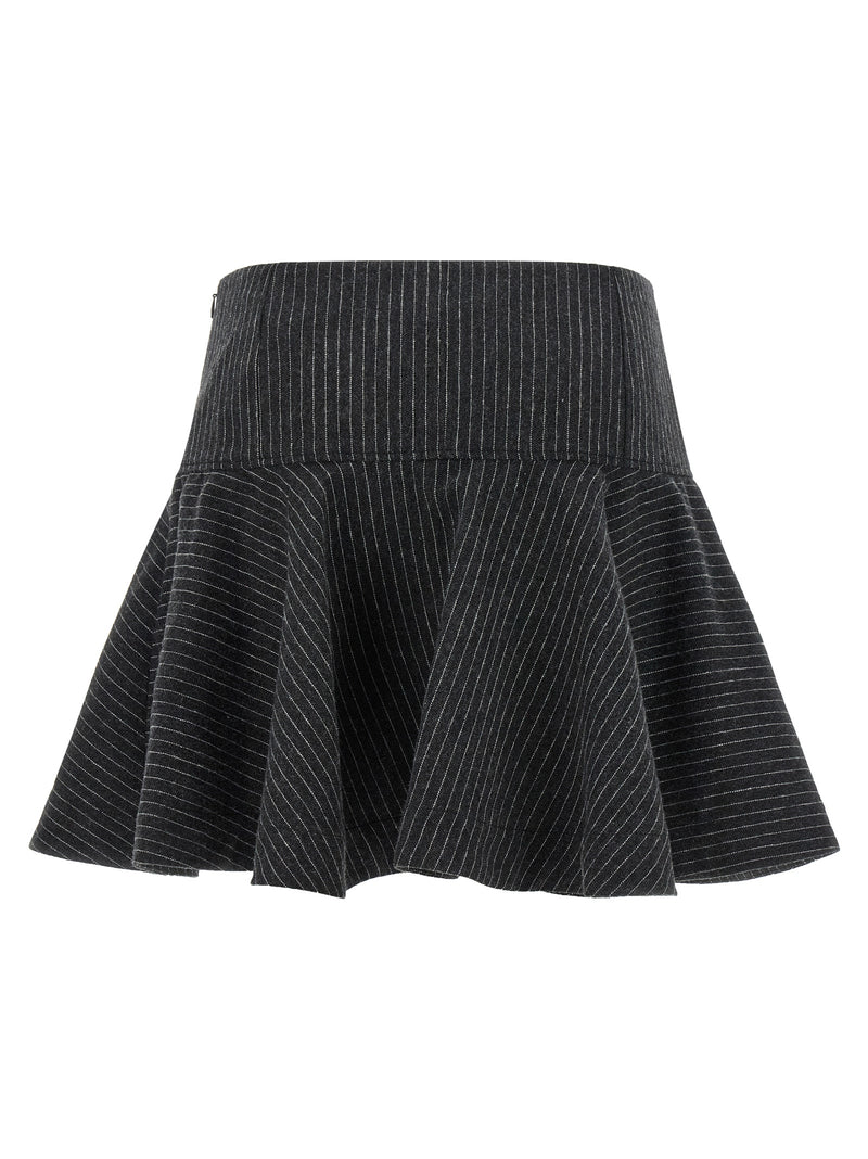 Ganni Gray Polyester Long Skirt