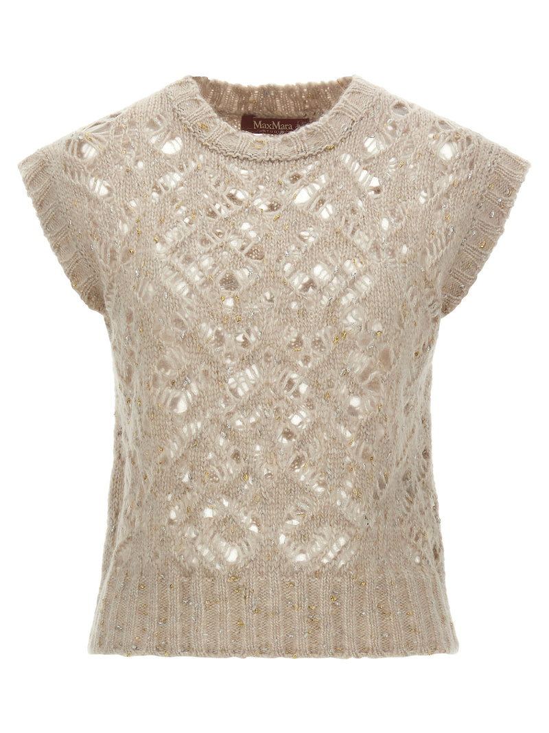 Max Mara Beige Alpaca Leather Sleeveless Jacket