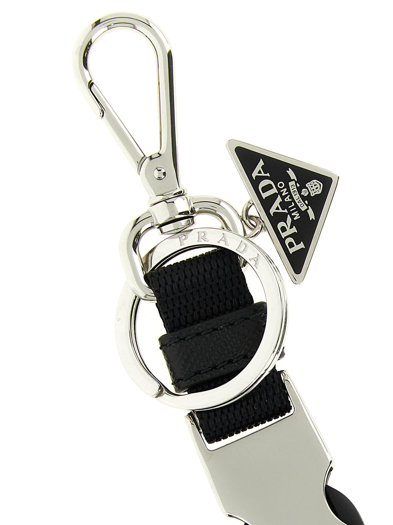 Prada Black Stainless Steel Keychain