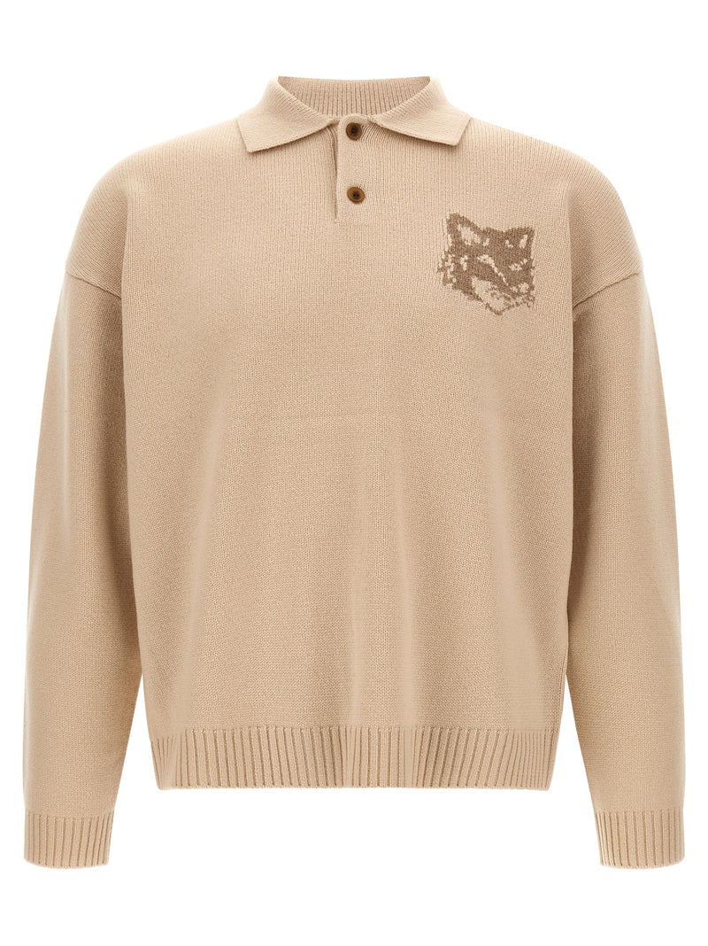 Maison Kitsuné Beige Wool Cardigan
