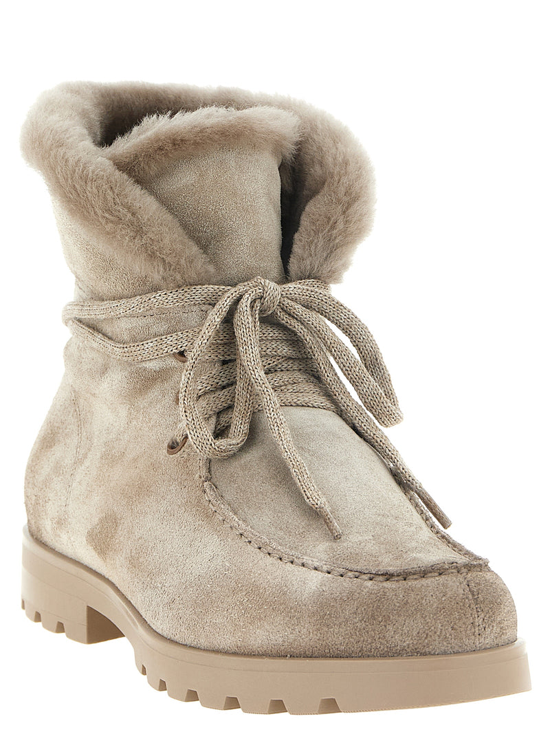 Bottines Santoni en cuir de veau beige pour femme
