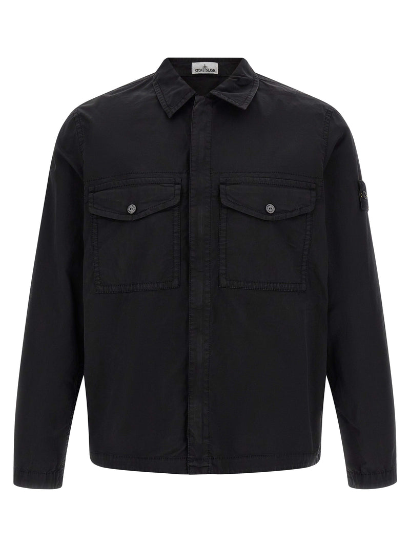 Chemise en coton Stone Island noire pour homme