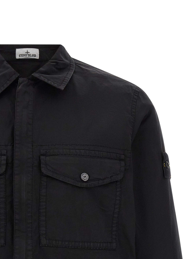 Chemise en coton Stone Island noire pour homme