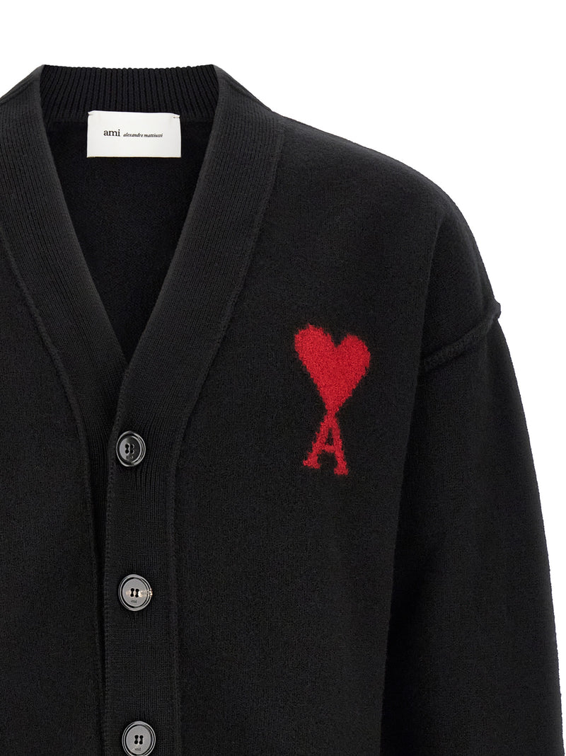 Ami Paris Black Wool Cardigan