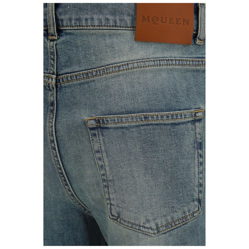 Vaqueros acampanados de denim con efecto desgastado de Alexander McQueen para mujer