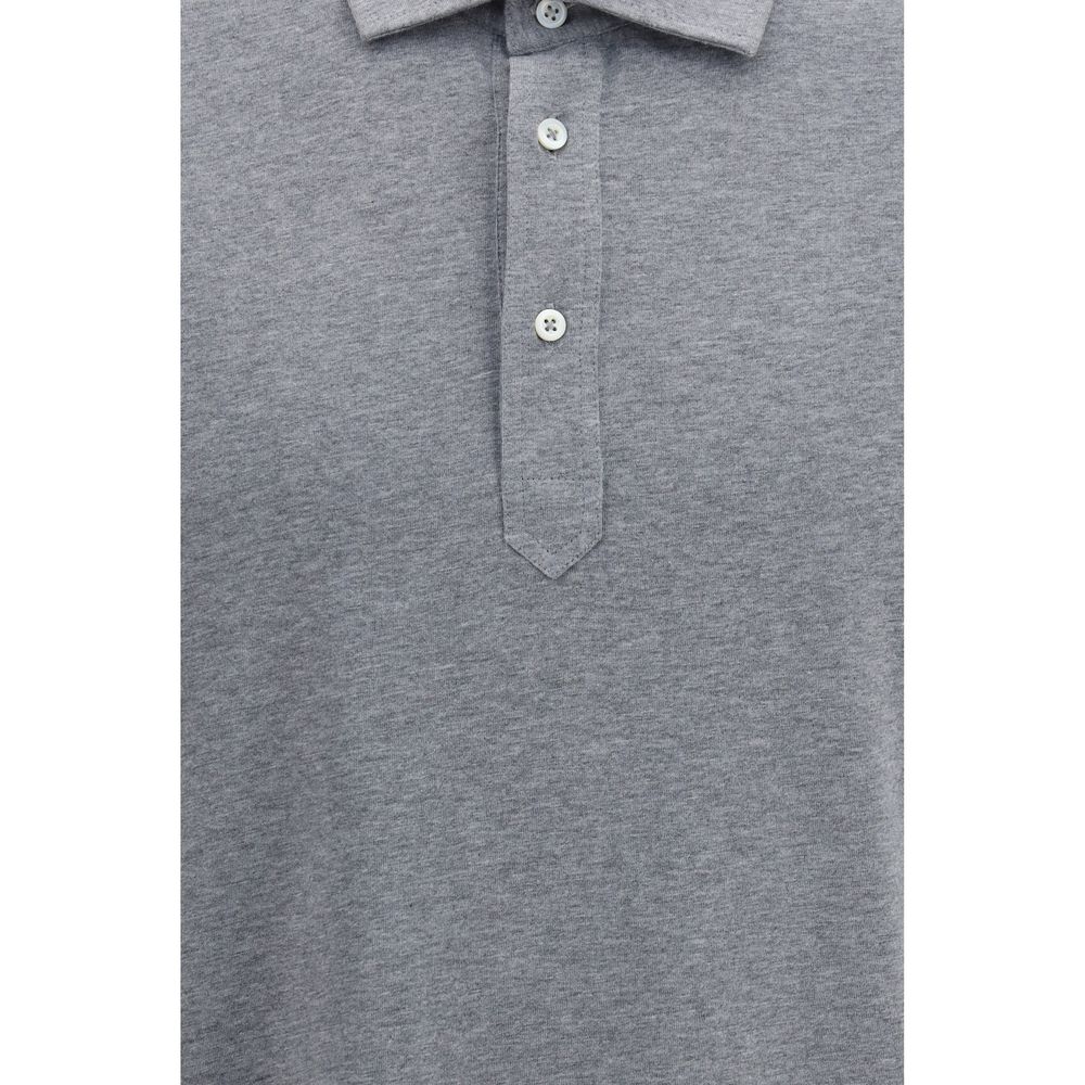 Brunello Cucinelli Gray Cotton Polo Shirt — Urbalenti NYC