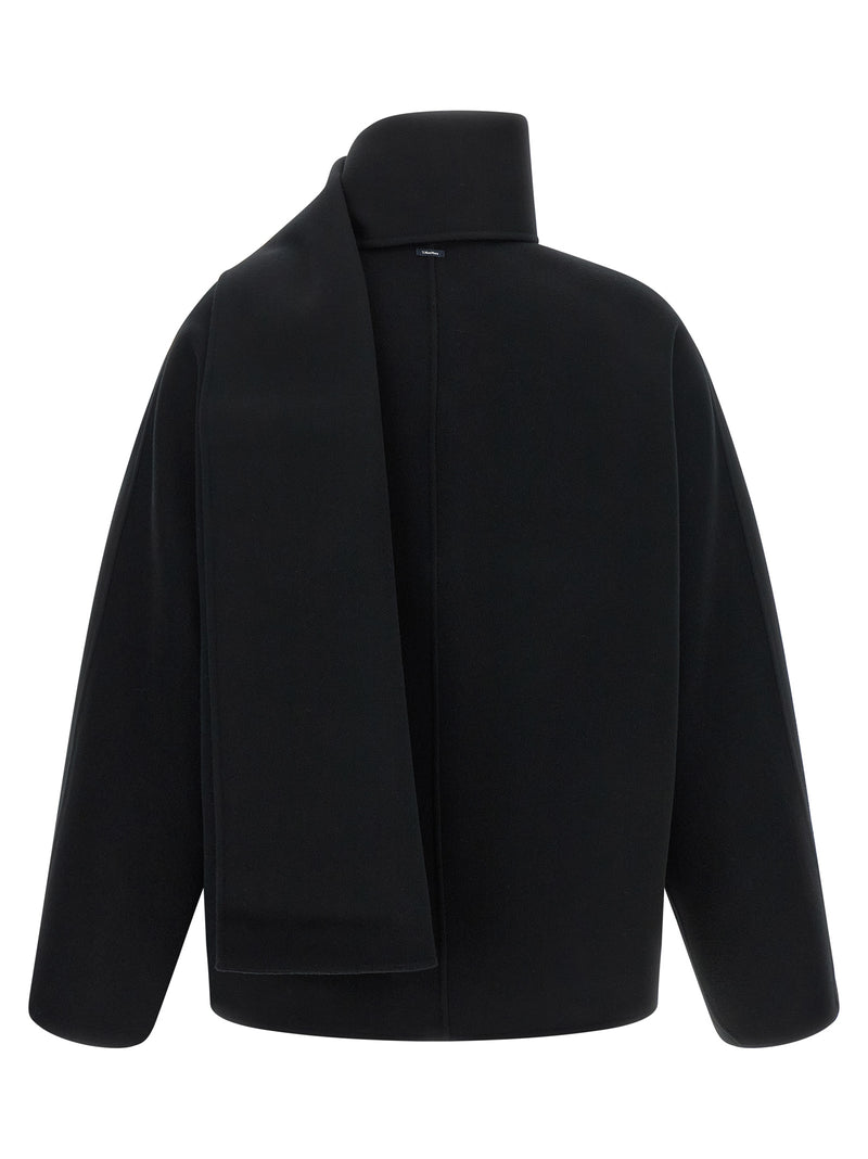 'S Max Mara Black Wool Full-Length Jacket