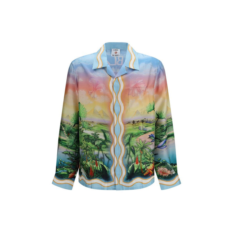 Camisa de seda estampada multicolorida Casablanca